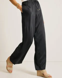 Midnight Sea Satin Easy Pants