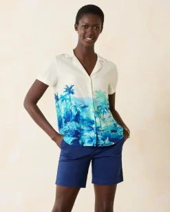 Oceanside Views Talulla Silk Camp Shirt