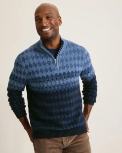 Ombré Argyle Half-Zip Sweater