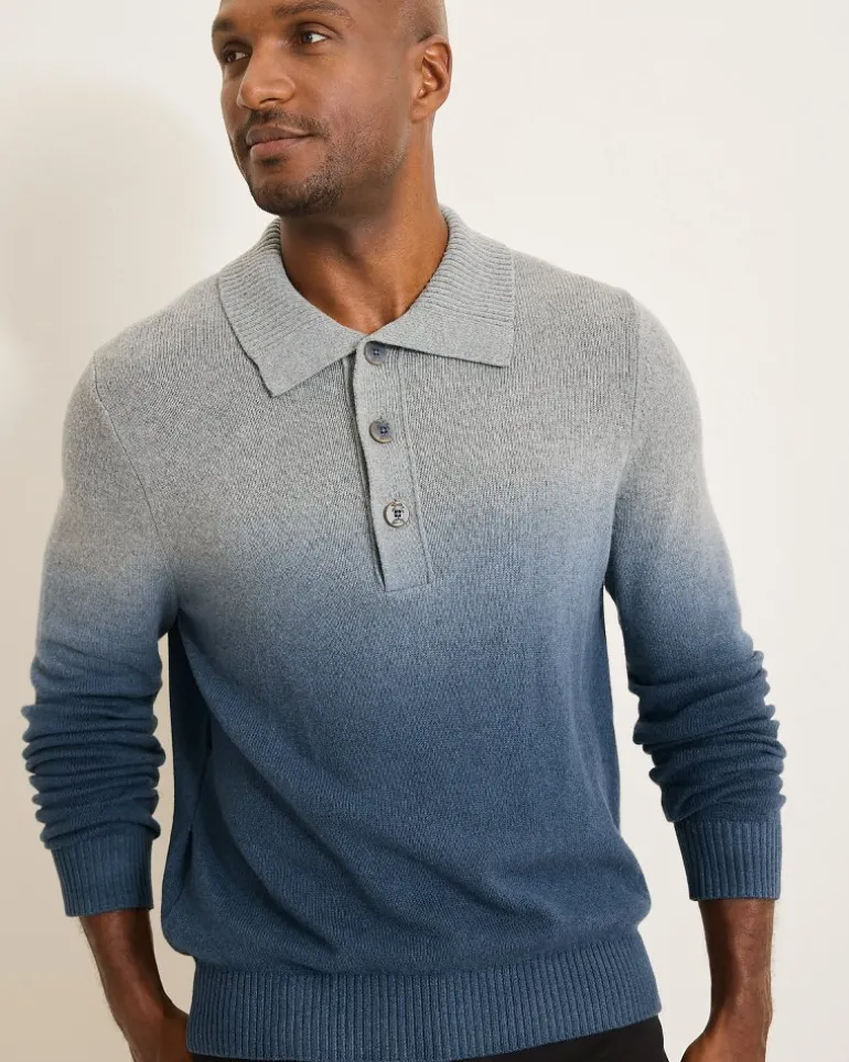 Ombré Dip-Dye Sweater Polo