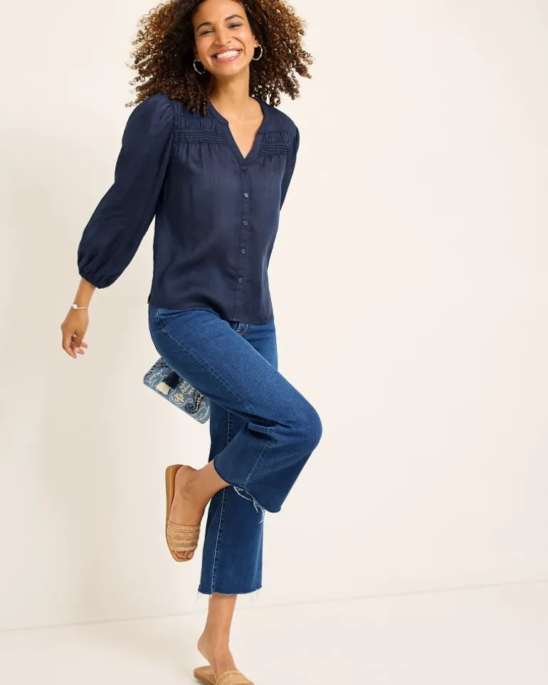 Palm Breeze Pintuck Blouse