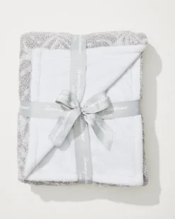 Palm Fronds Grey Faux Teddy Throw