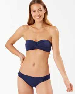 Pearl Twist-Front Bandeau Bikini Top
