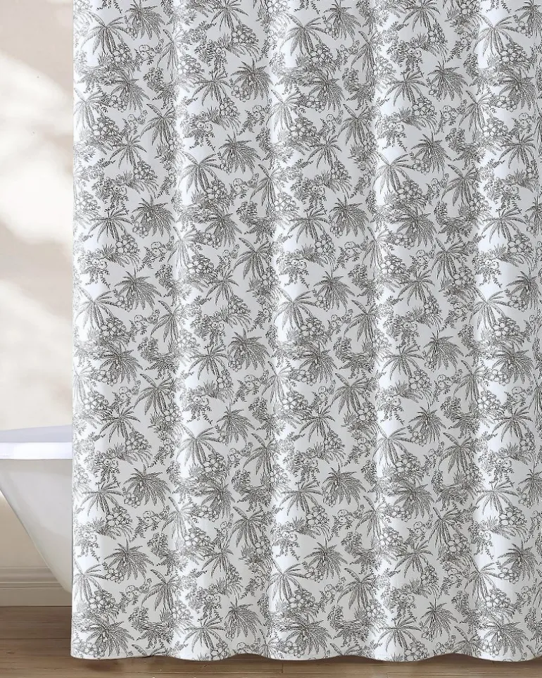 Pen and Ink Bahama Brown Palm Shower Curtain