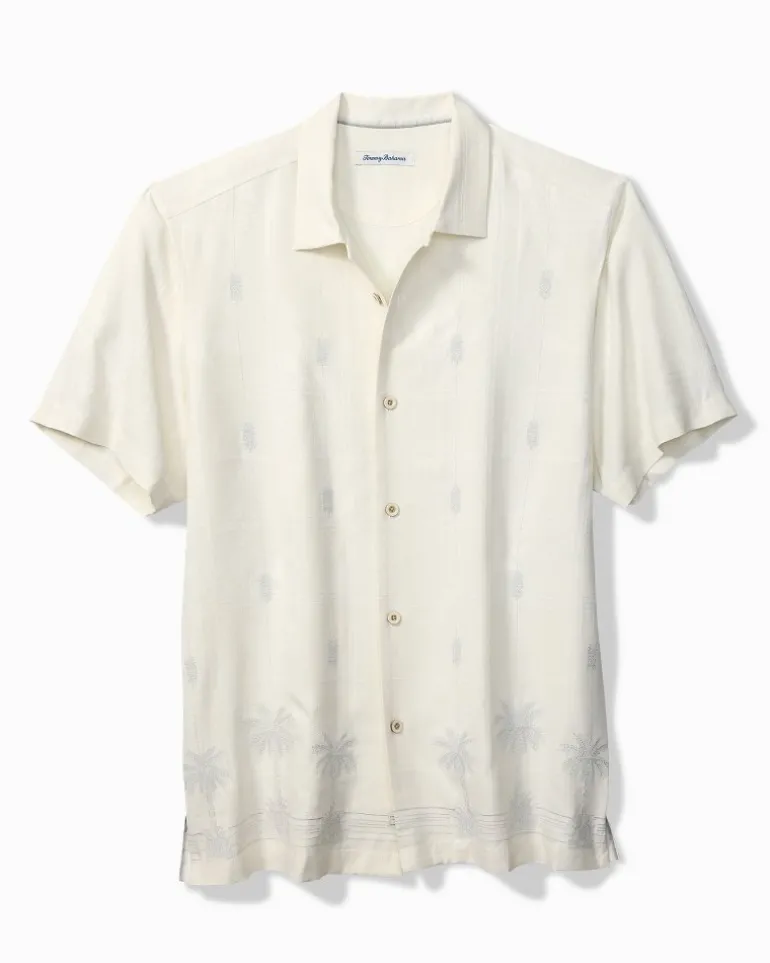 Pina Palms Embroidered Silk Camp Shirt
