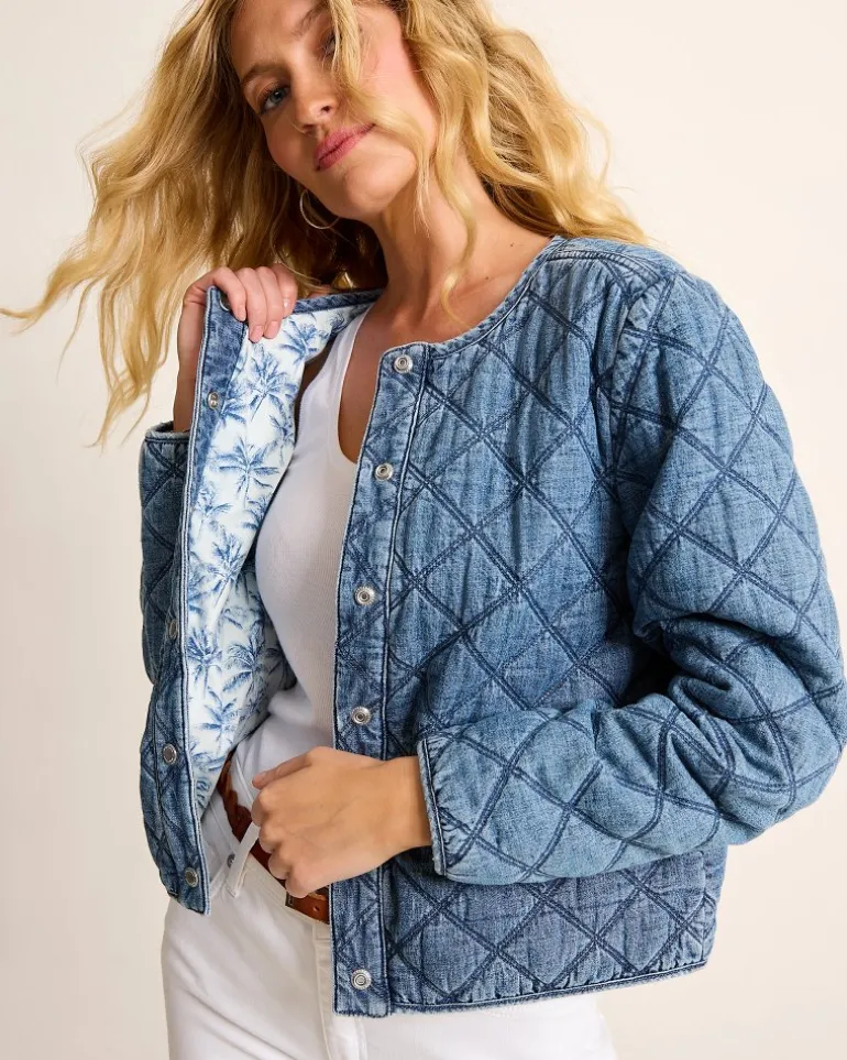 Quilted Cropped Denim Jacket