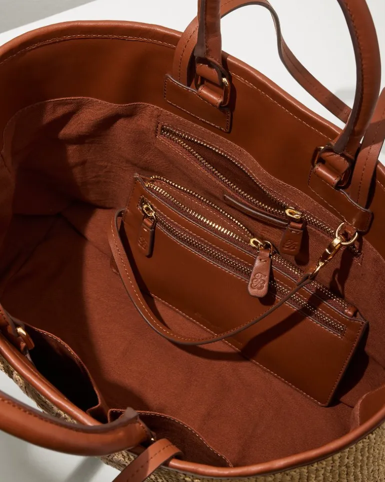 Raffia & Leather Pineapple Tote