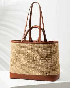 Raffia & Leather Pineapple Tote