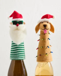 Santa & Retriever Bottle Topper Set