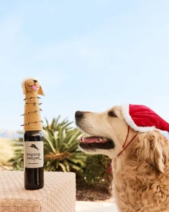 Santa & Retriever Bottle Topper Set