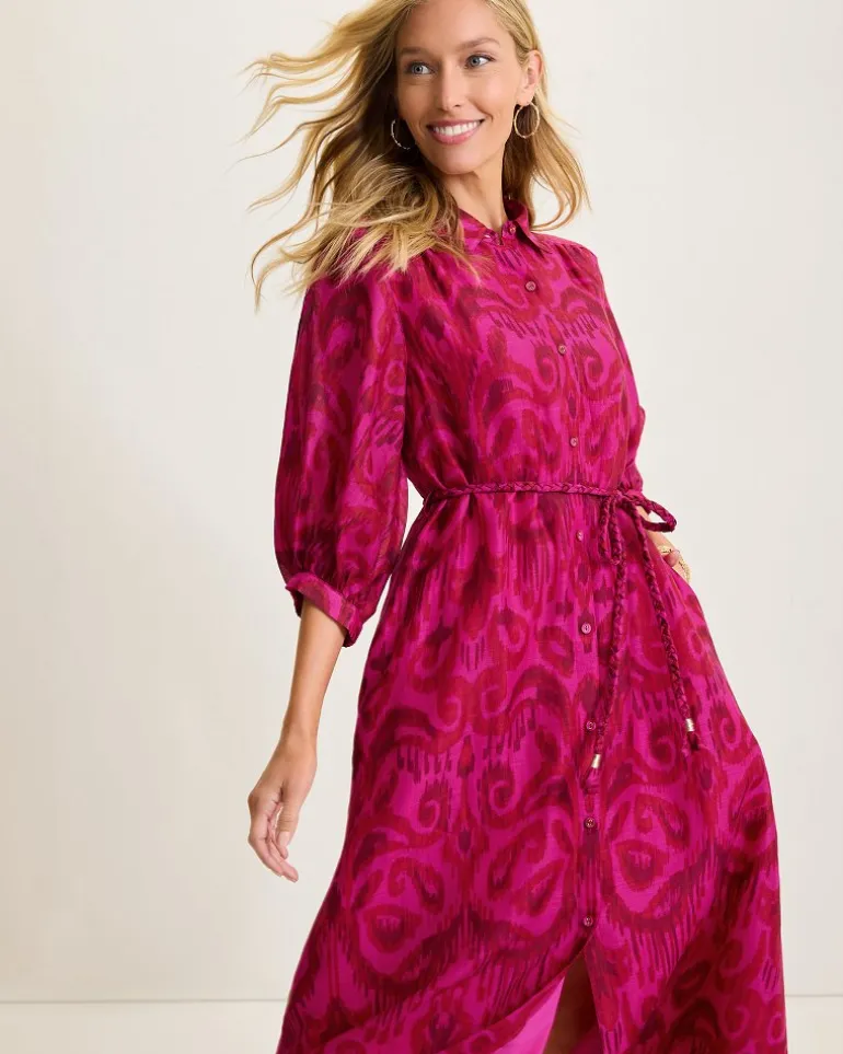 Seaside Ikat Midi Shirt Dress