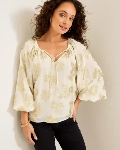 Shimmering Shores Peasant Top