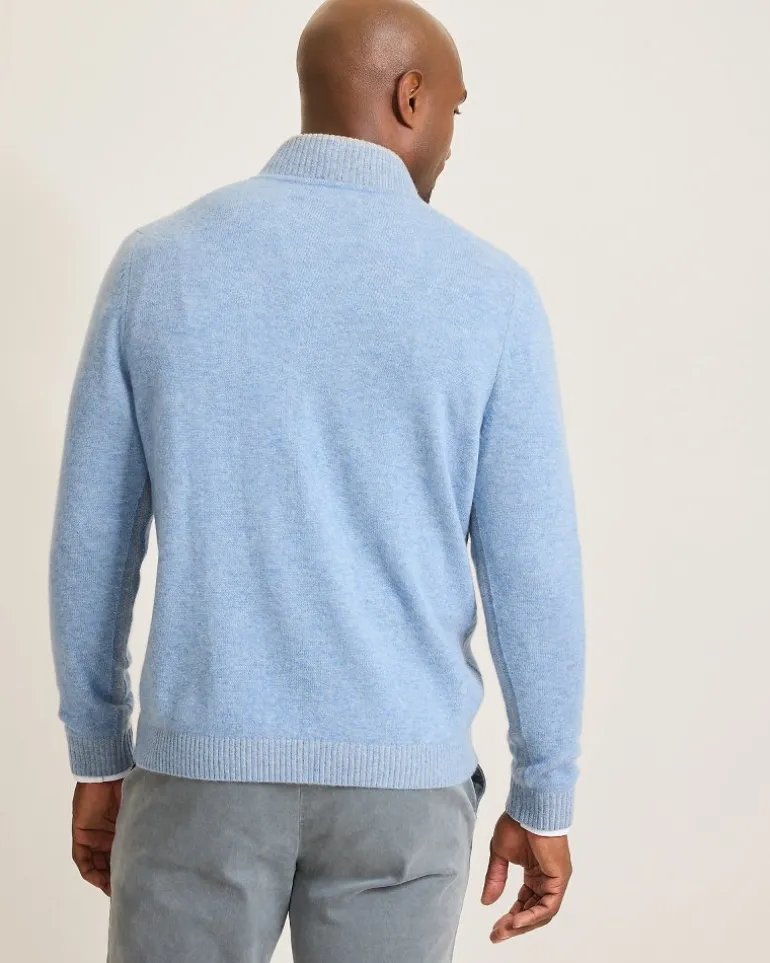Soft Sands Cashmere Button-Mock Sweater