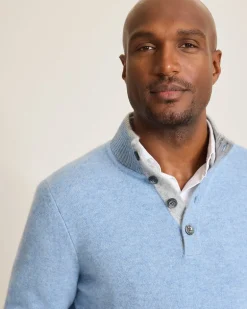 Soft Sands Cashmere Button-Mock Sweater