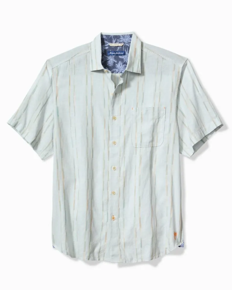 Sonora Stripe Linen-Blend Short-Sleeve Shirt