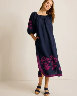 St. Lucia Embroidered Linen-Blend Coverup Dress