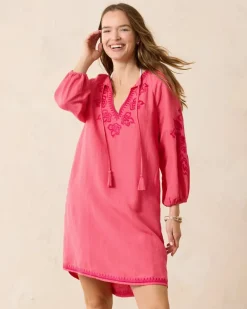 St. Lucia Linen-Blend Embroidered Coverup Dress
