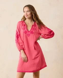 St. Lucia Linen-Blend Embroidered Coverup Dress