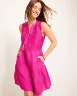 St. Lucia Linen-Blend Tiered Coverup Dress