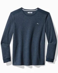 Textured Twill Stripe Crew Long-Sleeve Top