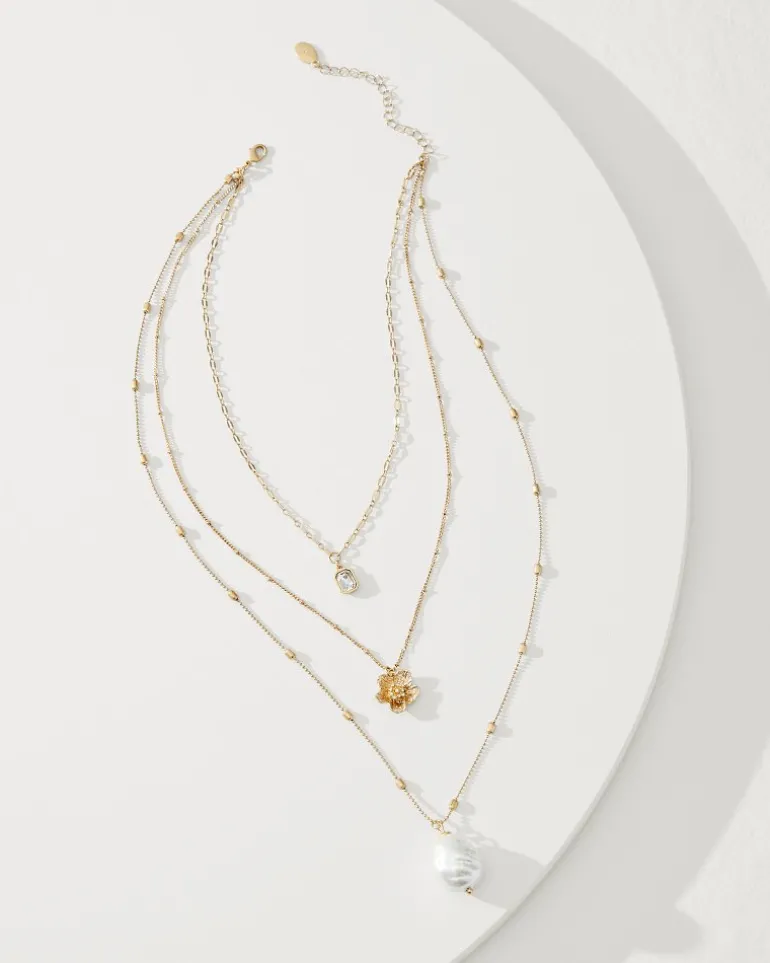 Tidal Treasure Floral Charm Layered Necklace