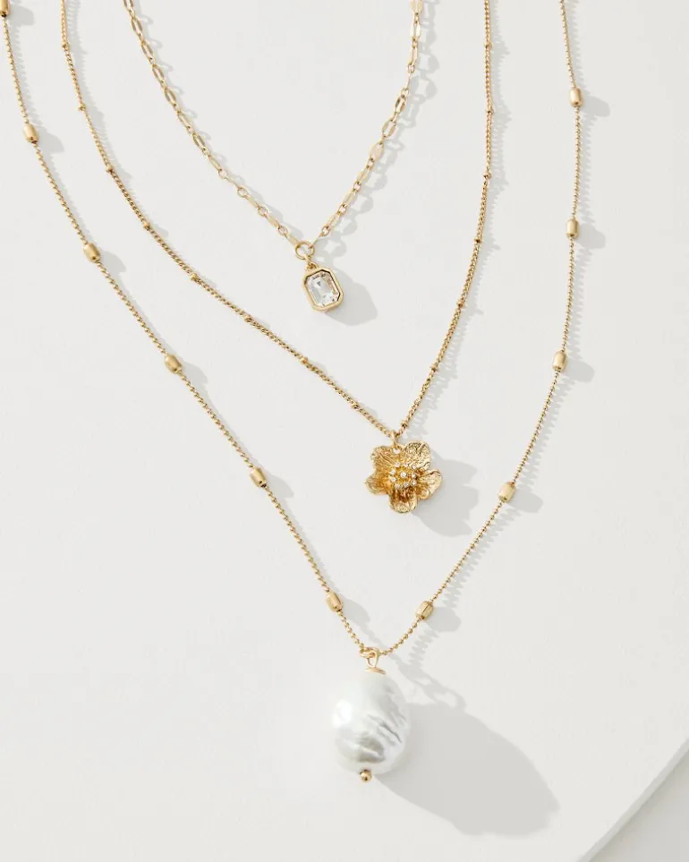 Tidal Treasure Floral Charm Layered Necklace