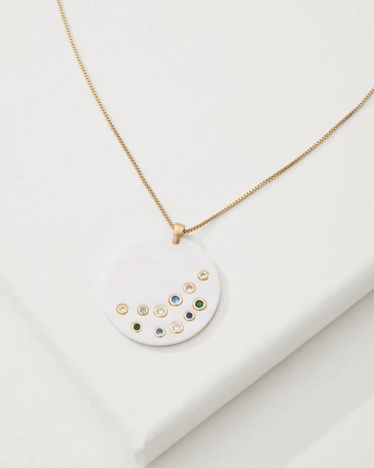 Tidal Treasure Mother of Pearl Disc Pendant Necklace