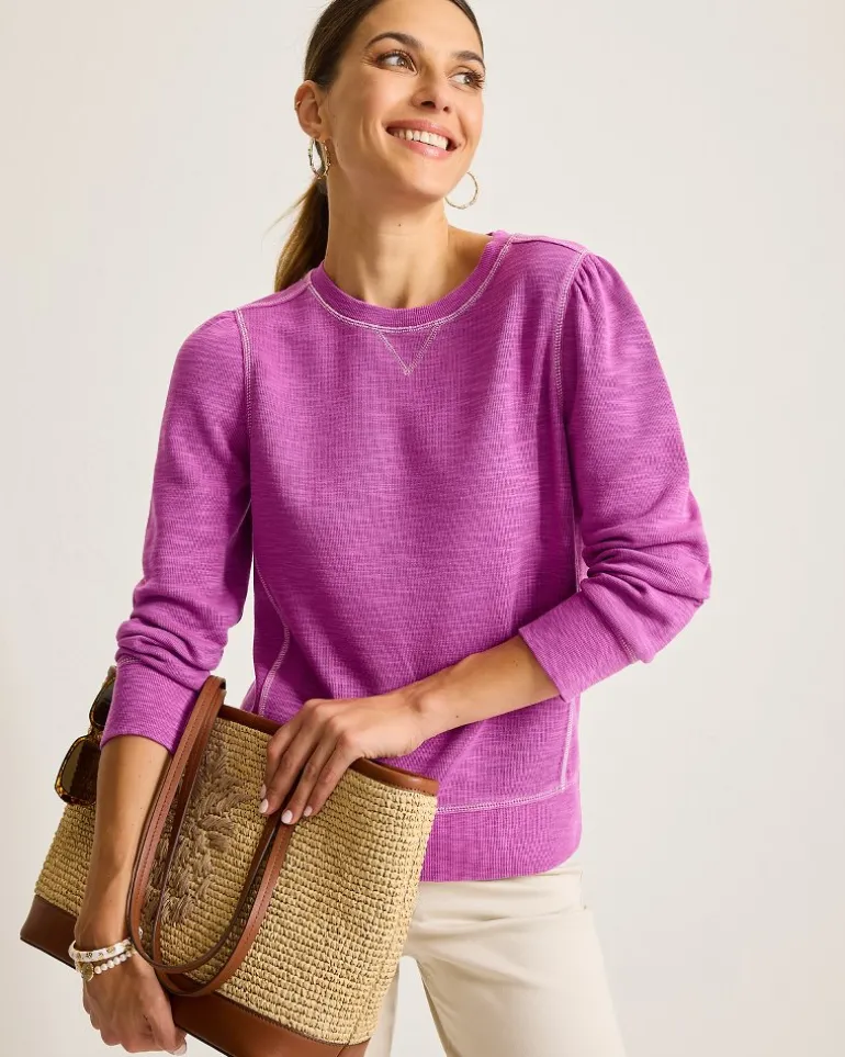 Tobago Bay Puff-Sleeve Crew Sweatshirt