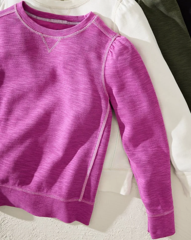 Tobago Bay Puff-Sleeve Crew Sweatshirt