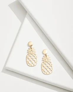 Tropical Blooms Pineapple Mother of Pearl Statement Earrings