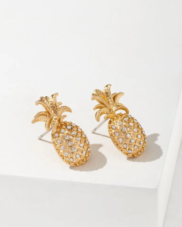Tropical Blooms Pineapple Stud Earrings