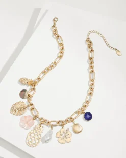 Tropical Blooms Statement Charm Necklace
