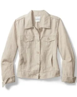 Two Palms Linen Raw-Edge Jacket