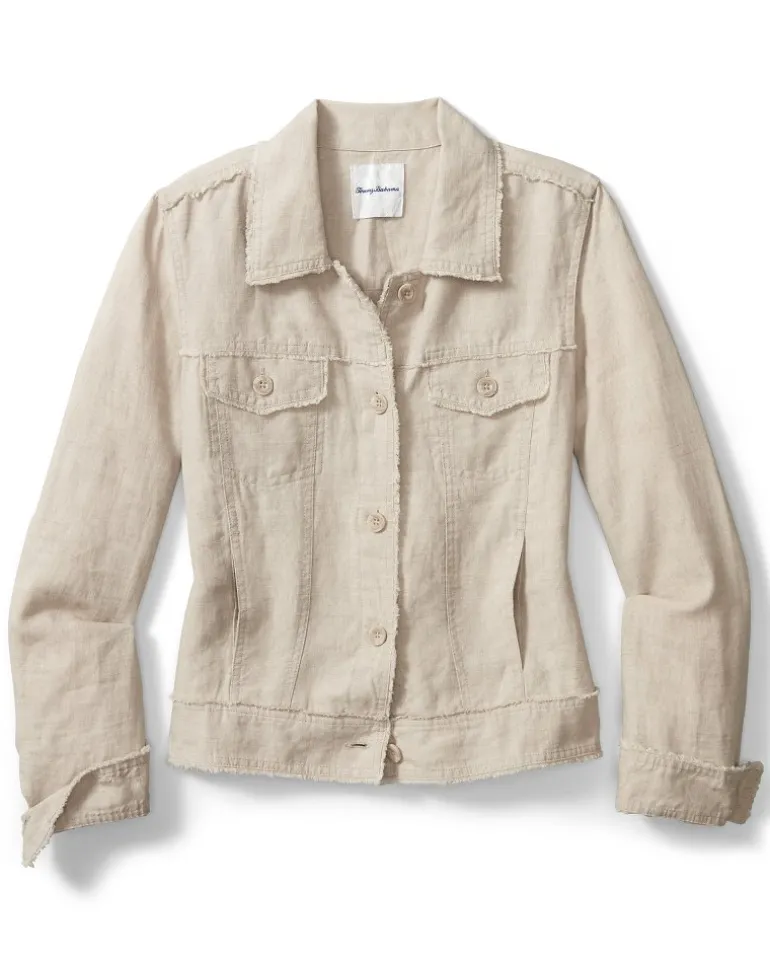 Two Palms Linen Raw-Edge Jacket