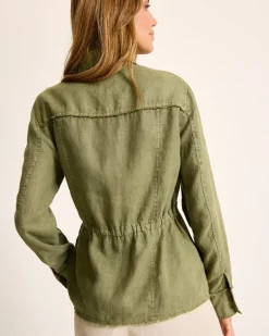 Two Palms Linen Raw-Edge Utility Jacket