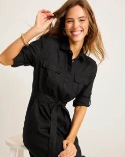 Two Palms Patch-Pocket Linen Dress