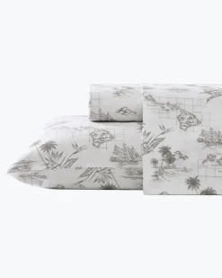 Vintage Map 4-Piece King Sheet Set
