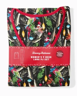 Women's Holiday Parrot V-Neck & Pants Family Pajama Set