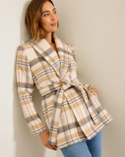 Wooly Plaid Wrap Coat